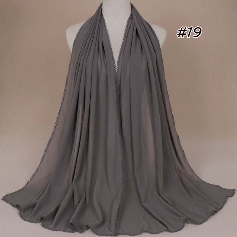 Pearl chiffon scarf with tooth edge