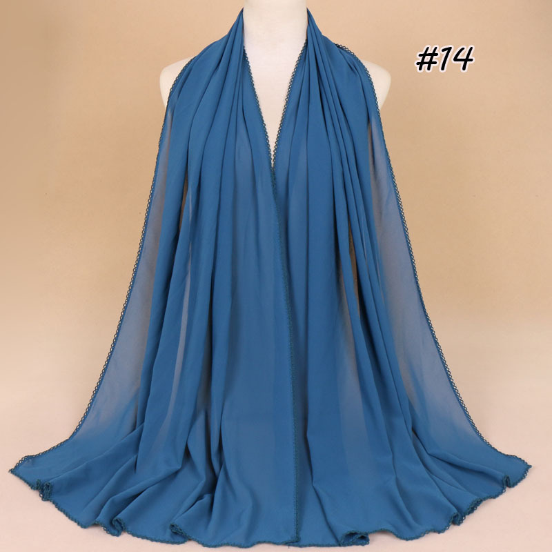 Pearl chiffon scarf with tooth edge