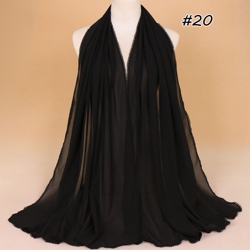 Pearl chiffon scarf with tooth edge