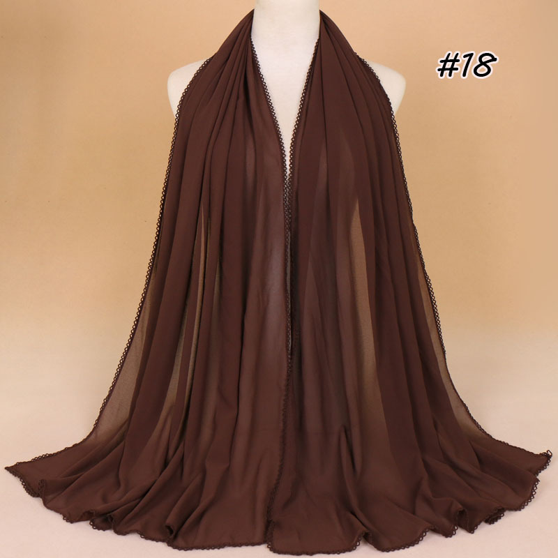 Pearl chiffon scarf with tooth edge