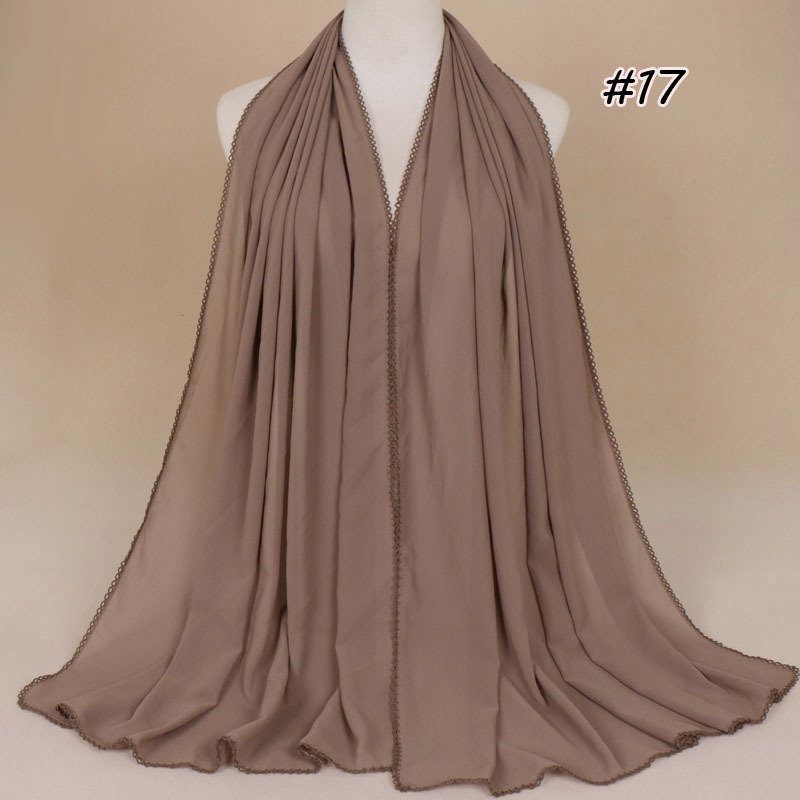 Pearl chiffon scarf with tooth edge