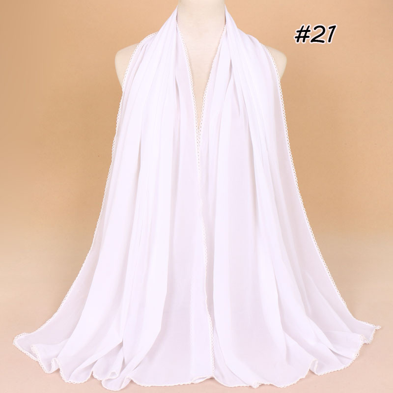 Pearl chiffon scarf with tooth edge