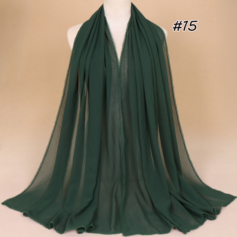 Pearl chiffon scarf with tooth edge