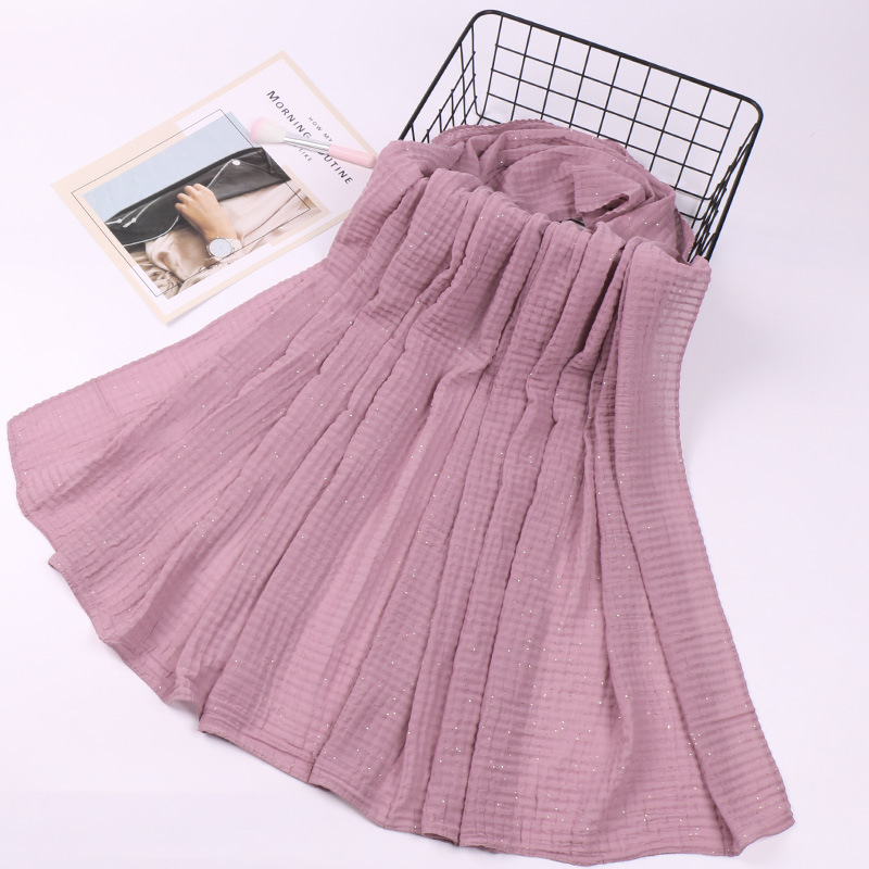 Checkered Crumpled Pearl Chiffon Square Scarf