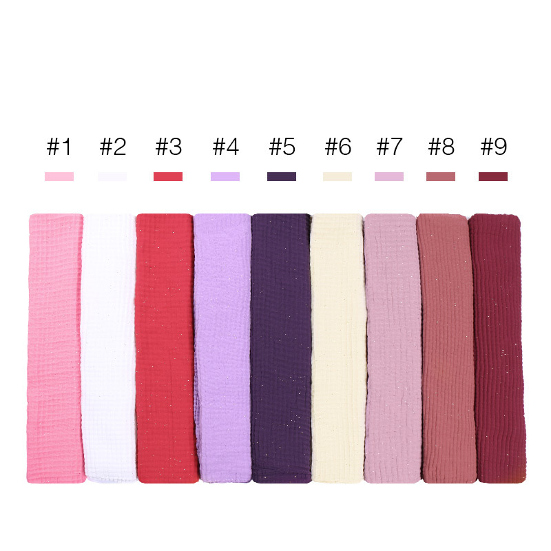 Checkered Crumpled Pearl Chiffon Square Scarf