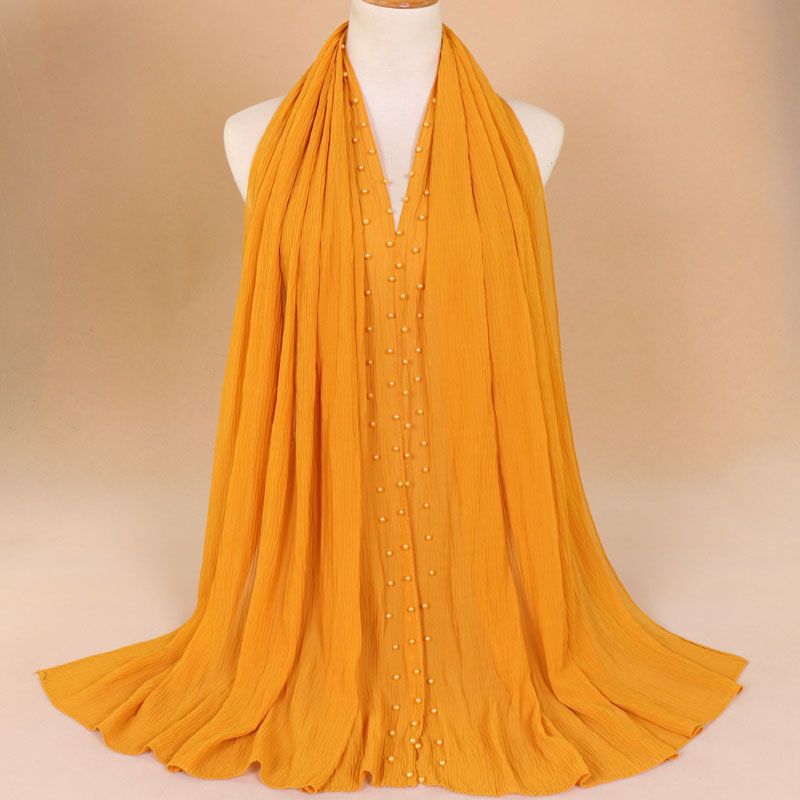 Breathable pearl long headscarf