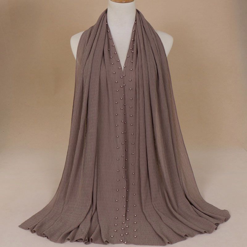 Breathable pearl long headscarf