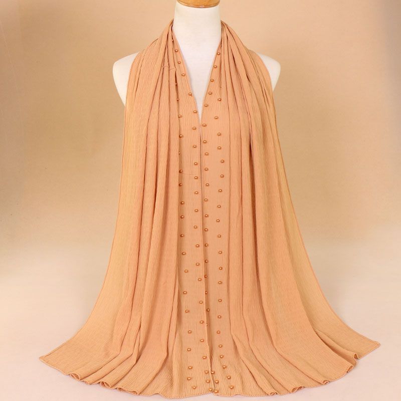 Breathable pearl long headscarf
