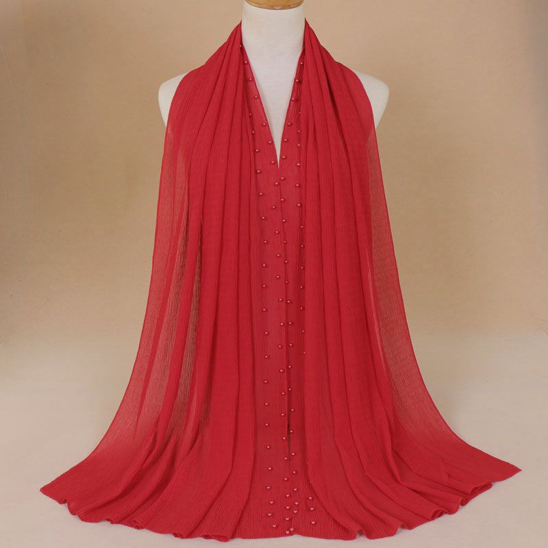 Breathable pearl long headscarf