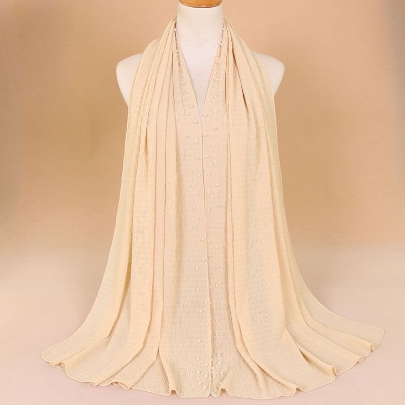 Breathable pearl long headscarf