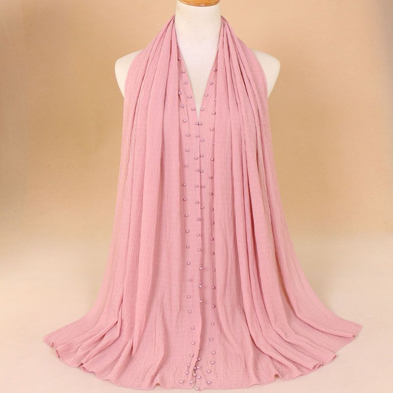 Breathable pearl long headscarf