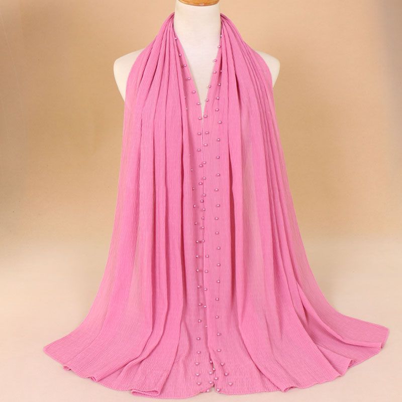 Breathable pearl long headscarf