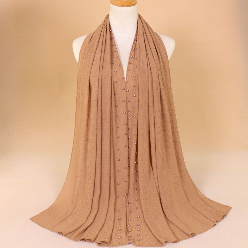 Breathable pearl long headscarf