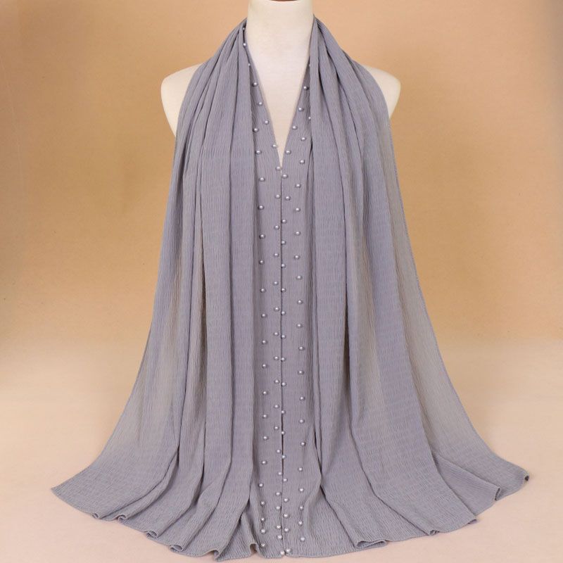 Breathable pearl long headscarf