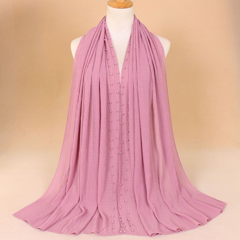 Breathable pearl long headscarf