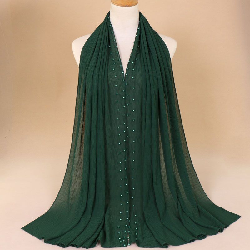 Breathable pearl long headscarf