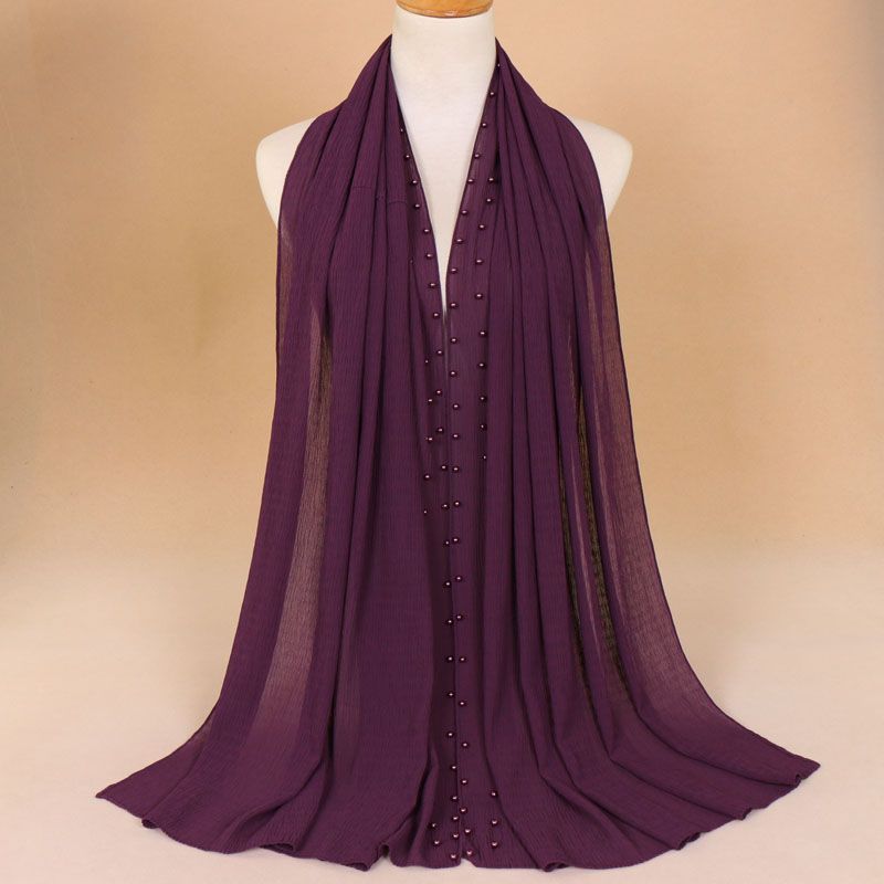 Breathable pearl long headscarf