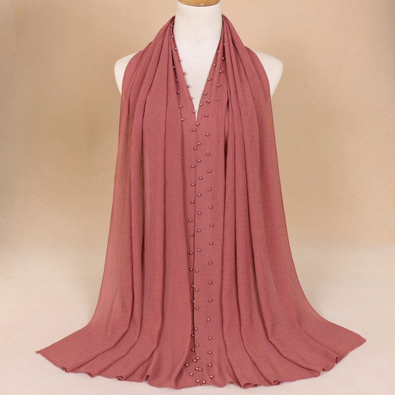 Breathable pearl long headscarf