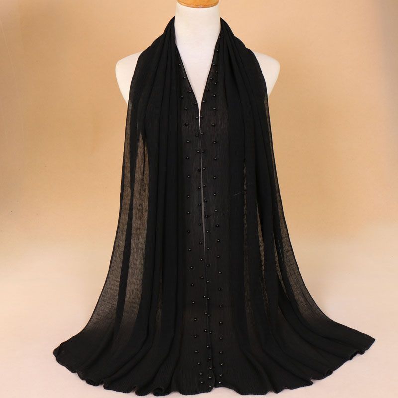 Breathable pearl long headscarf