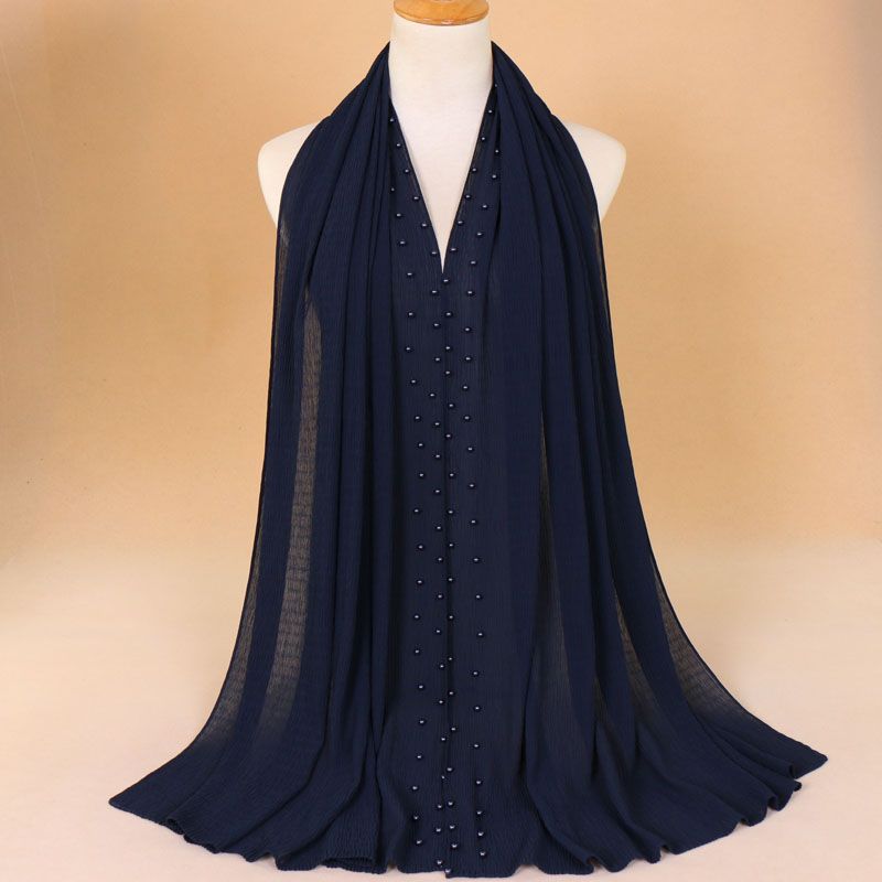 Breathable pearl long headscarf
