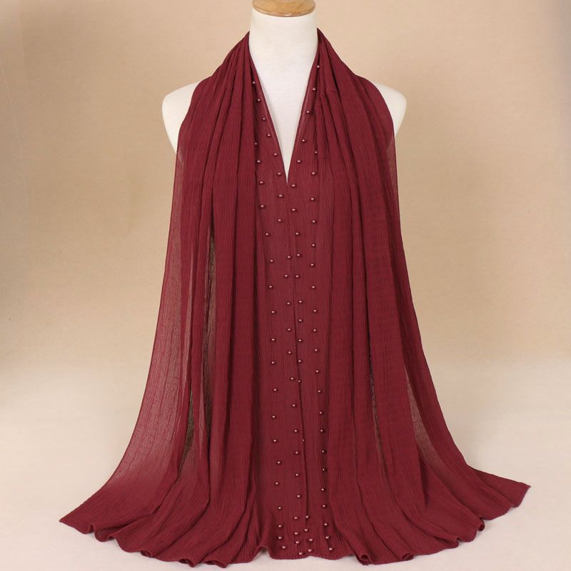 Breathable pearl long headscarf