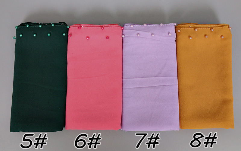 Pure color pearl chiffon headscarf