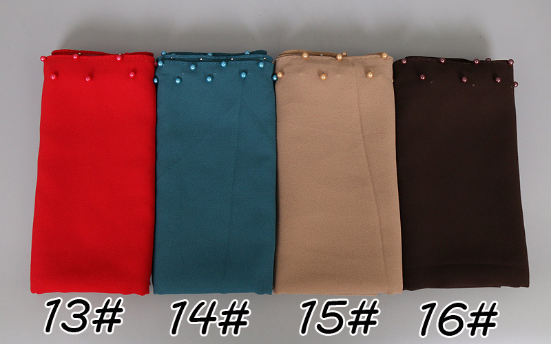 Pure color pearl chiffon headscarf