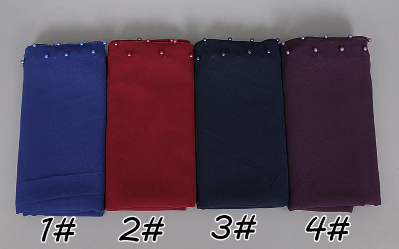Pure color pearl chiffon headscarf