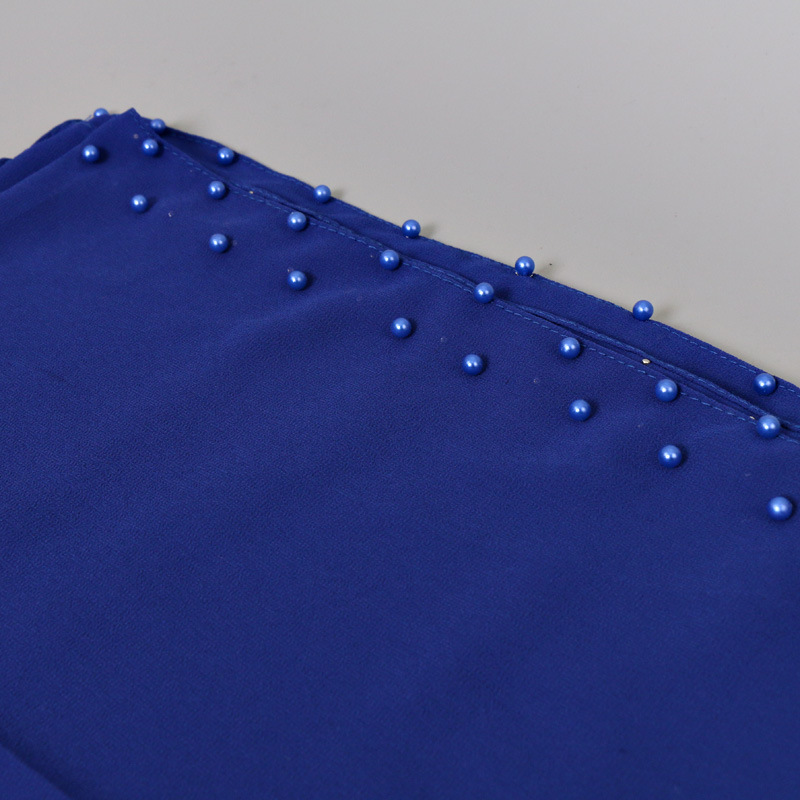 Pure color pearl chiffon headscarf