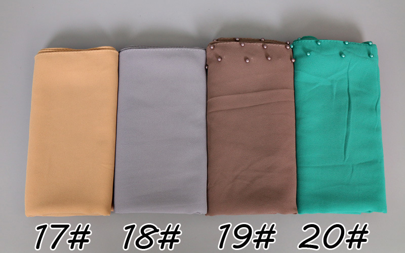 Pure color pearl chiffon headscarf
