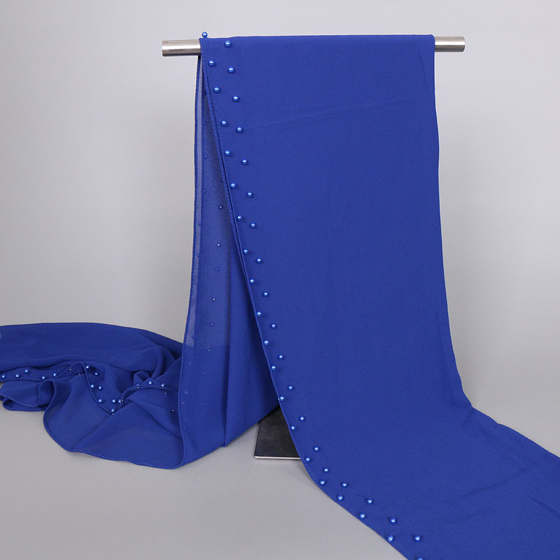 Pure color pearl chiffon headscarf