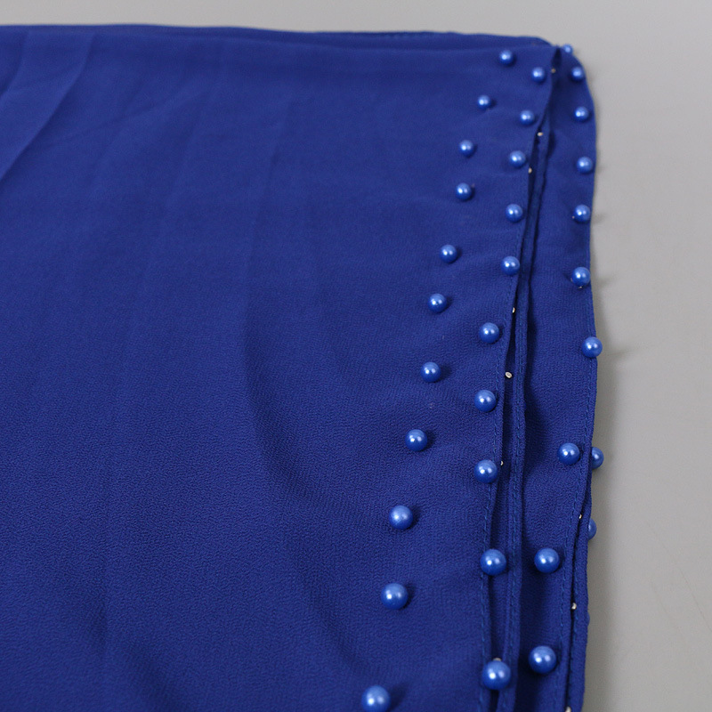Pure color pearl chiffon headscarf