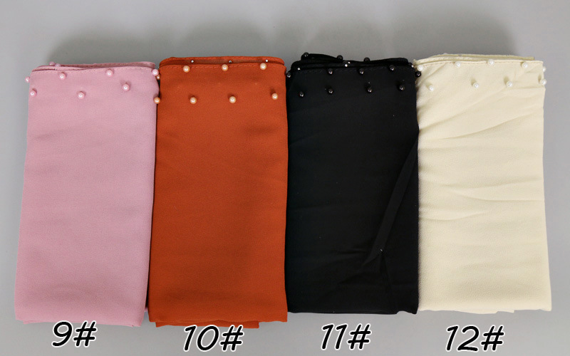 Pure color pearl chiffon headscarf