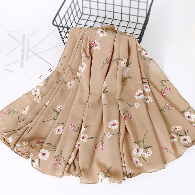 New Pearl Chiffon Printed Square Scarf