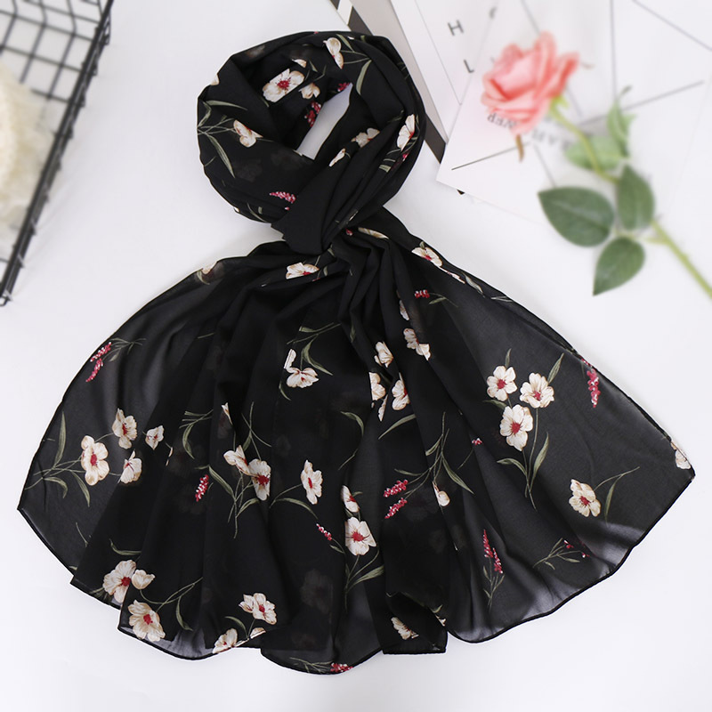 Printed Pearl Chiffon Bandana Scarf