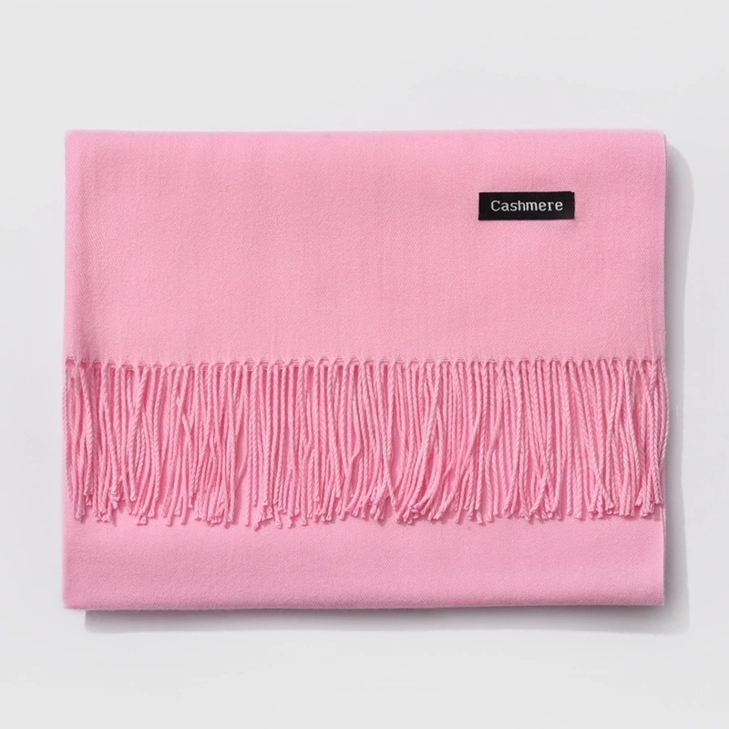 Pure color thick cashmere scarf