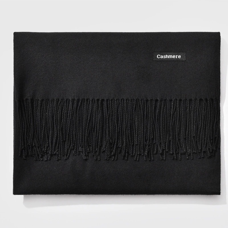 Pure color thick cashmere scarf