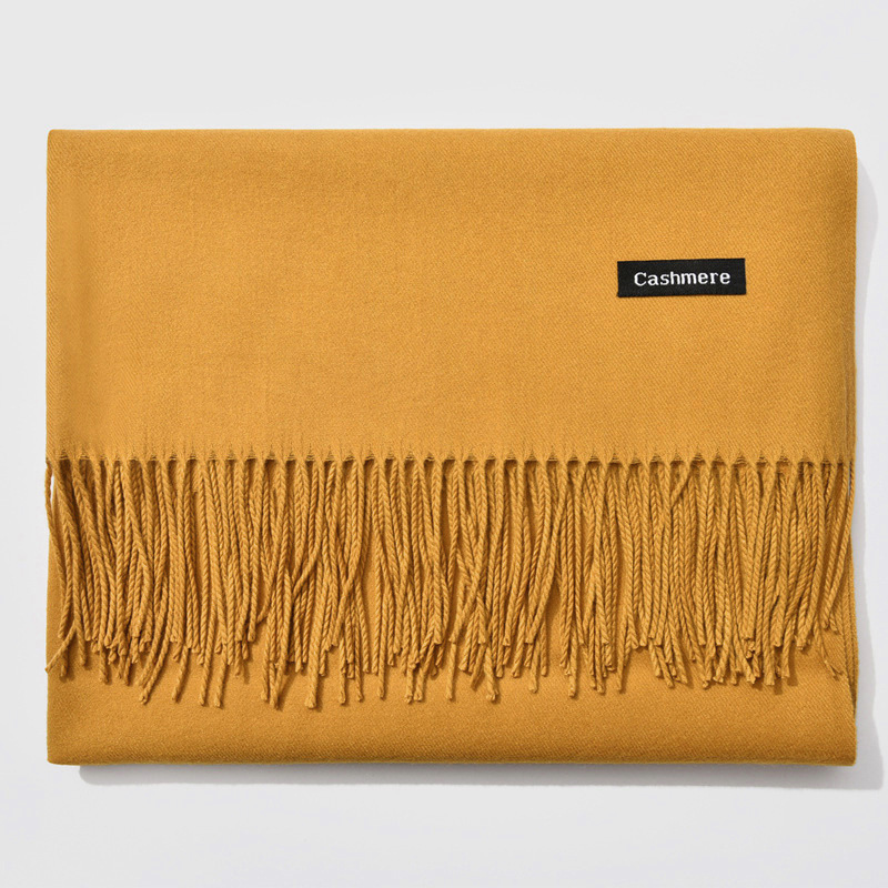 Pure color thick cashmere scarf