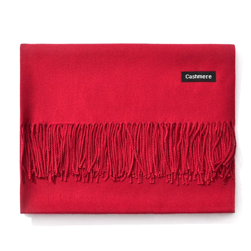 Pure color thick cashmere scarf