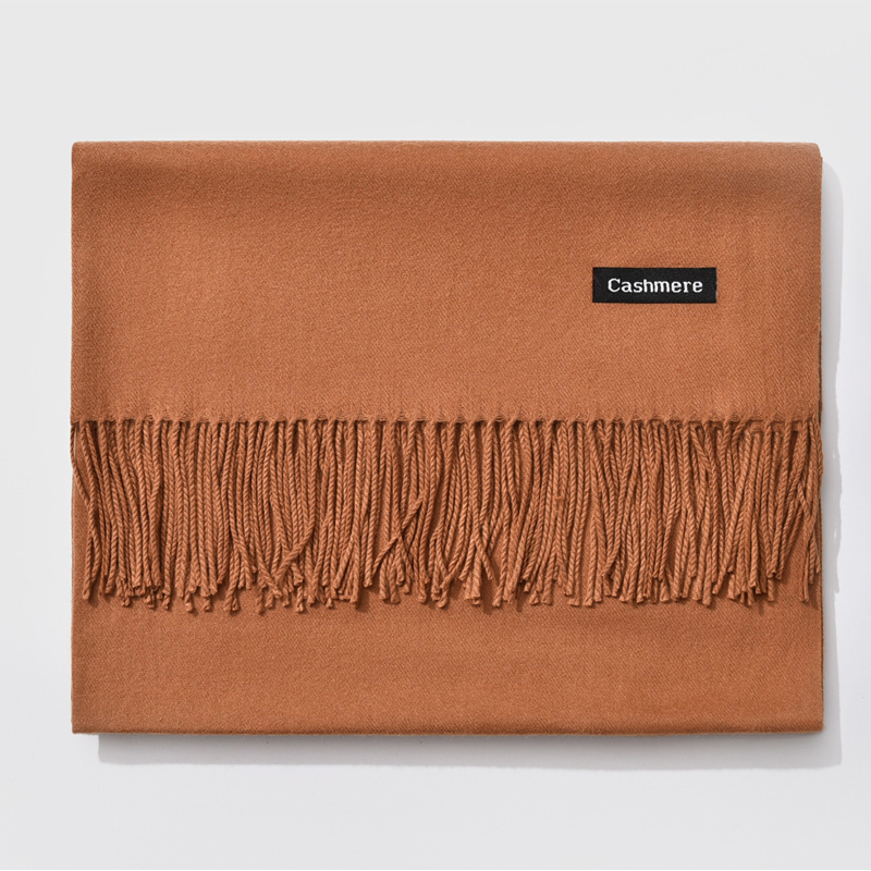 Pure color thick cashmere scarf