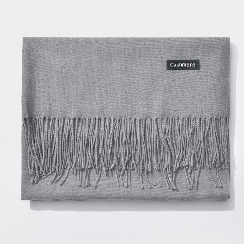 Pure color thick cashmere scarf