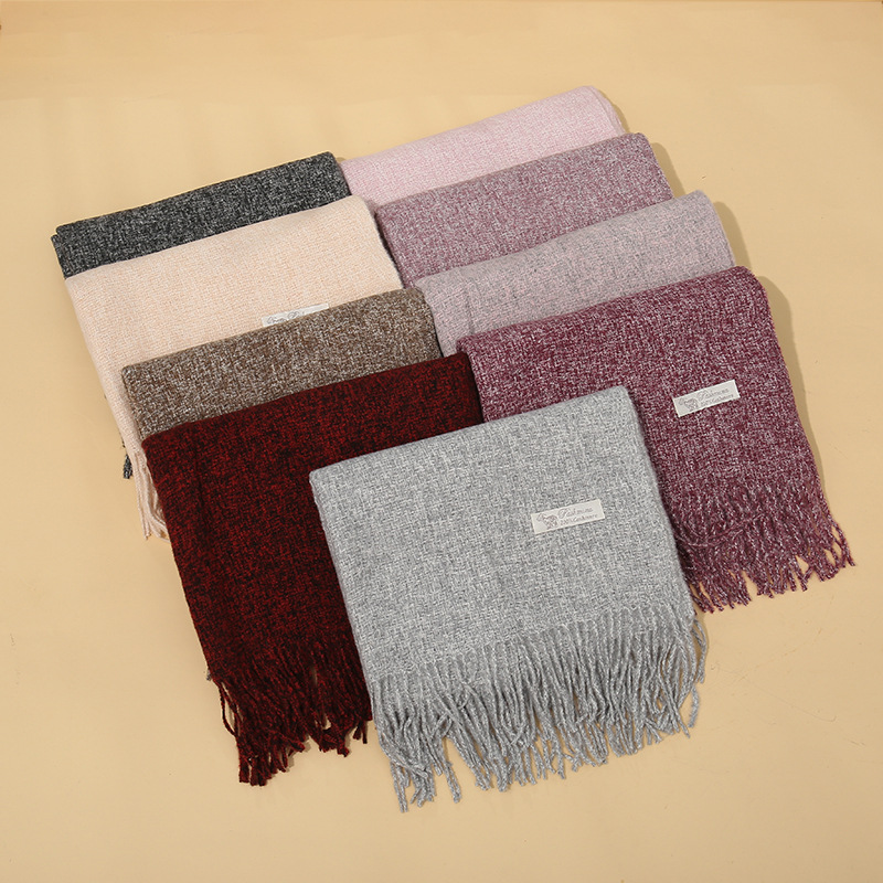 Winter solid color clip flower scarf