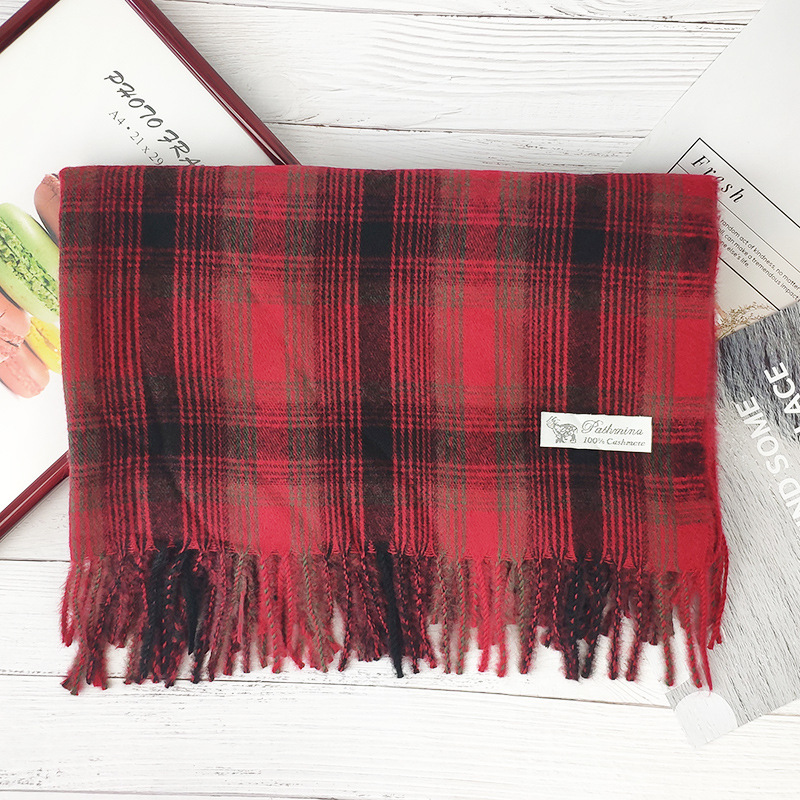 Cashmere winter thick plaid scarf