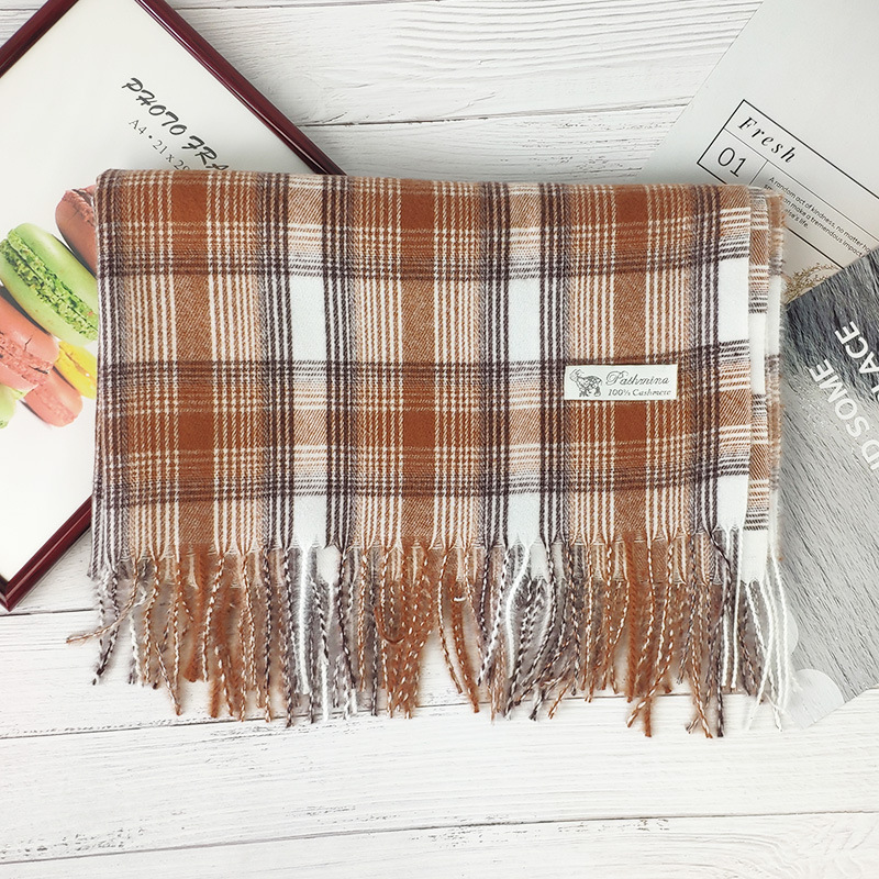 Cashmere winter thick plaid scarf