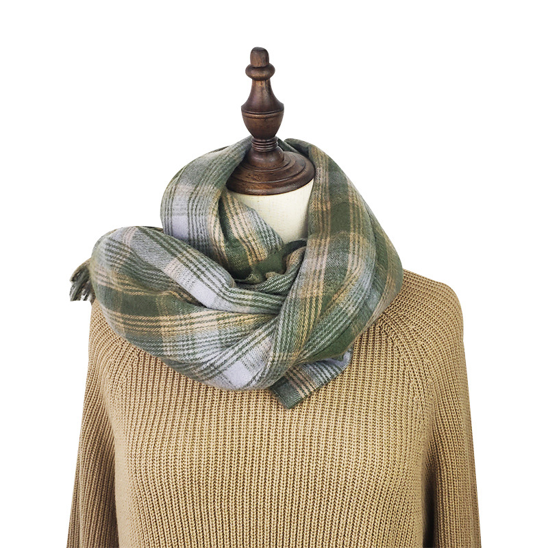 Cashmere winter thick plaid scarf
