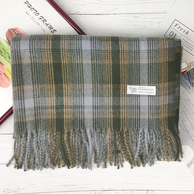Cashmere winter thick plaid scarf