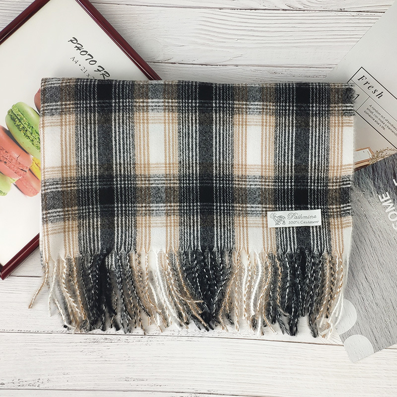 Cashmere winter thick plaid scarf