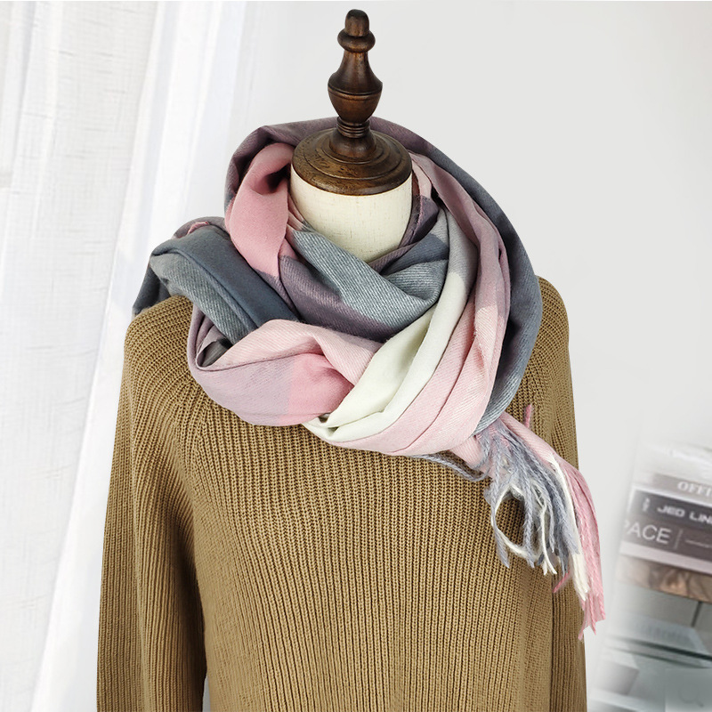 Winter plaid thick scarf wholesale