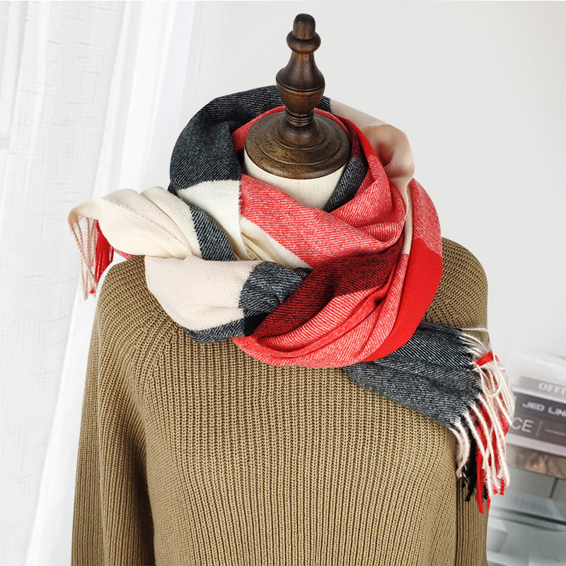 Winter plaid thick scarf wholesale