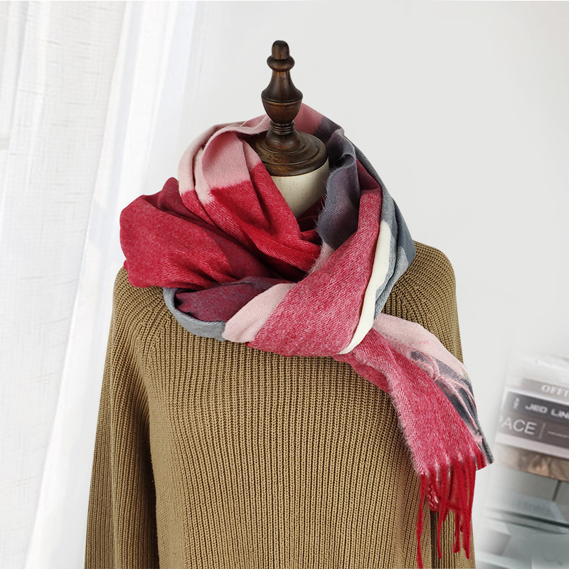 Winter plaid thick scarf wholesale
